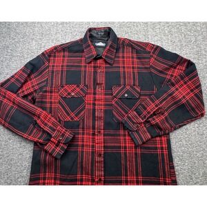 BACKPACKER Outdoors Red Black Plaid Flannel Button‎ Men's Medium 15-15.5